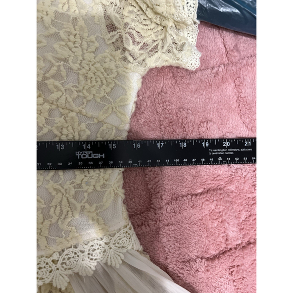 A'reve Cream L Sheer Lace Crochet Trim Gauzy Fairy Whimsical Romantic Floral - Picture 14 of 16